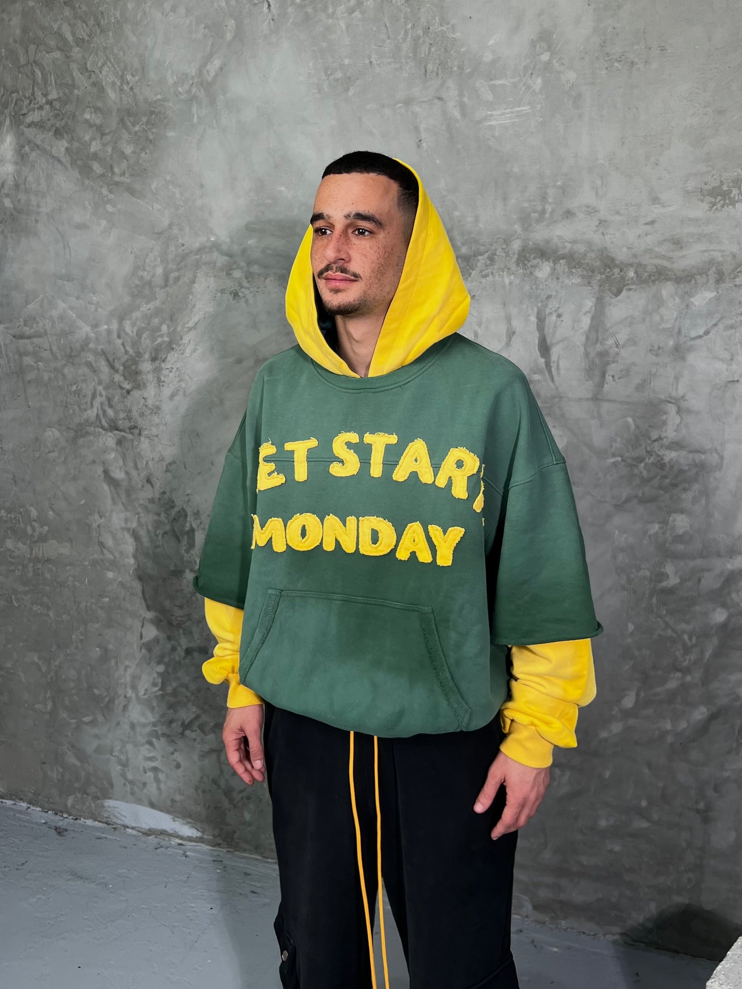 Double Layer Hoodie - Green/Yellow