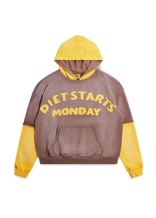 Double Layer Hoodie - Brown/Yellow