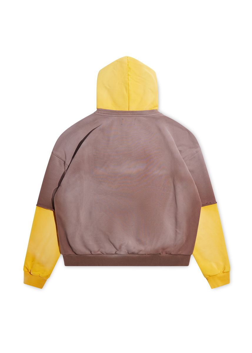 Double Layer Hoodie - Brown/Yellow